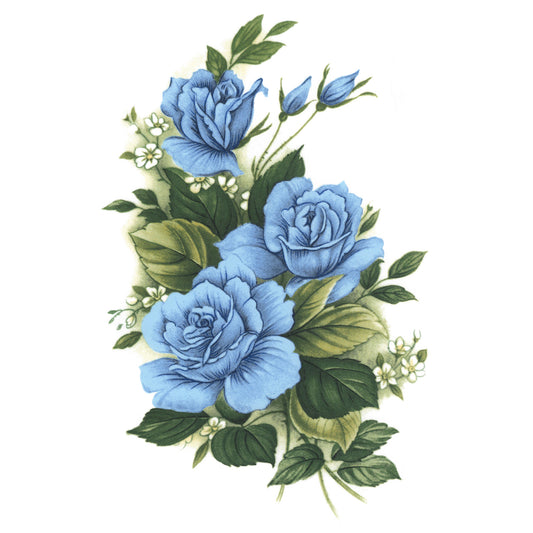 Blue Rose Flower Spray Overglaze Waterslide Ceramic Decals