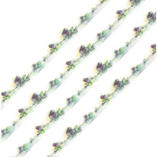 Blackberries and Flowers Borders 10.75 Inch 4 pcs Overglaze Ceramic Decals