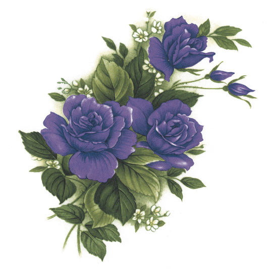 Dark Purple Rose Flower Spray Overglaze Waterslide Ceramic Decals