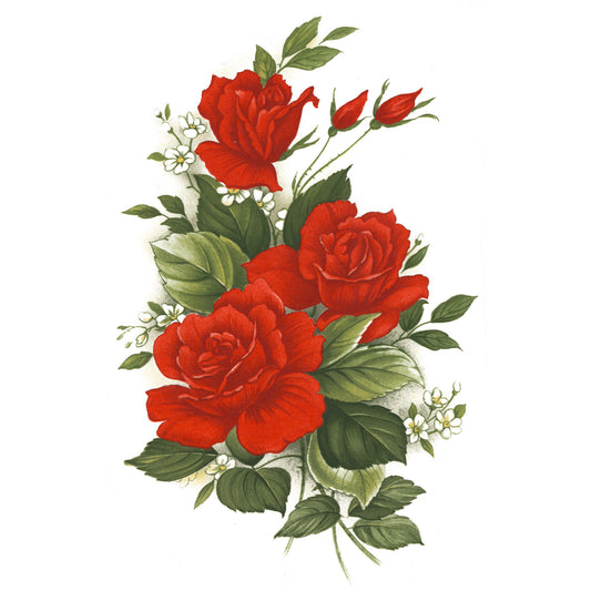 Red Rose Flower Spray Overglaze Waterslide Ceramic Decals