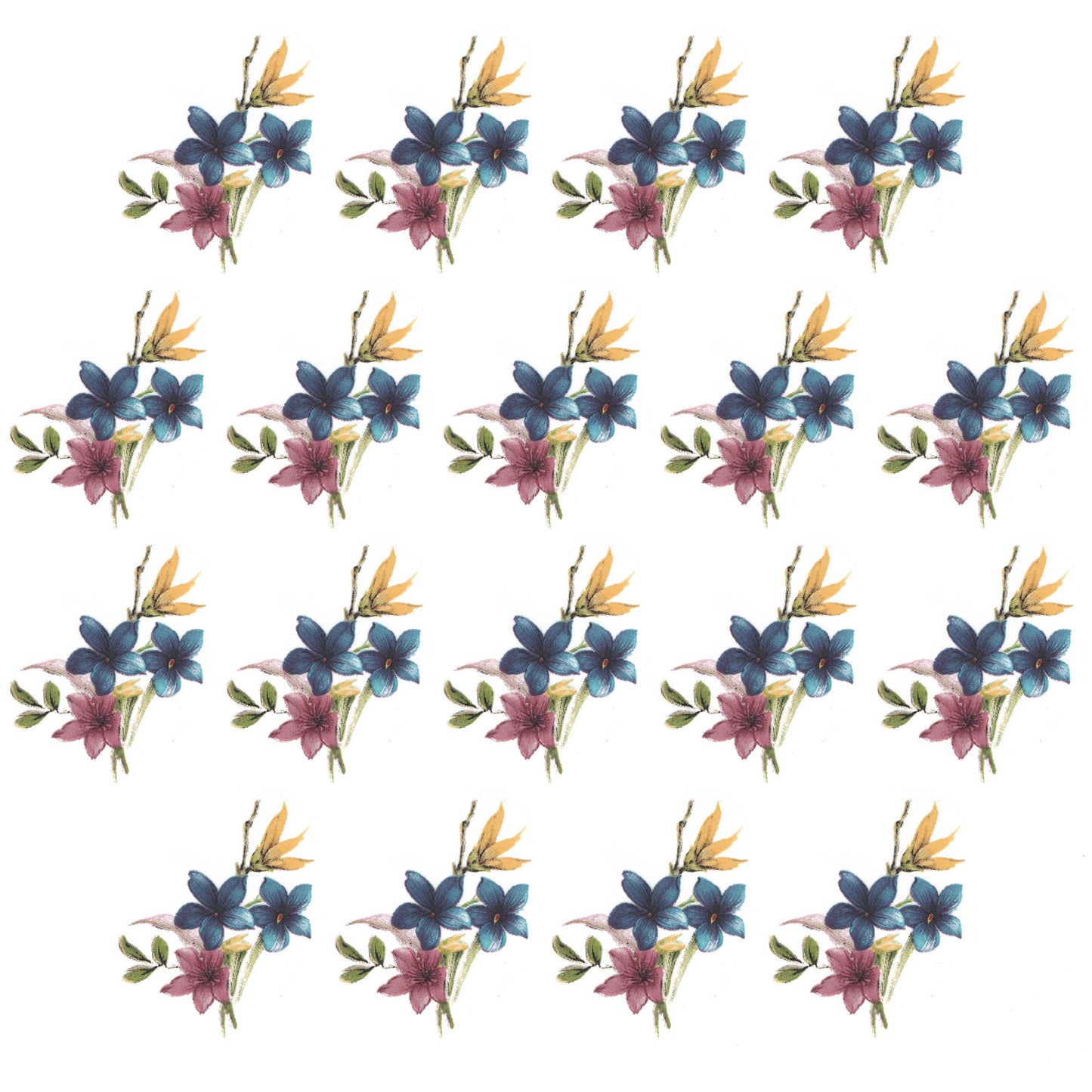 Spring Flower Small Bouquets 16 pcs 1.5 Inch Overglaze Ceramic Decals