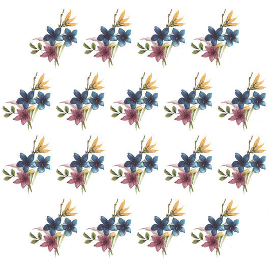 Spring Flower Small Bouquets 16 pcs 1.5 Inch Overglaze Ceramic Decals