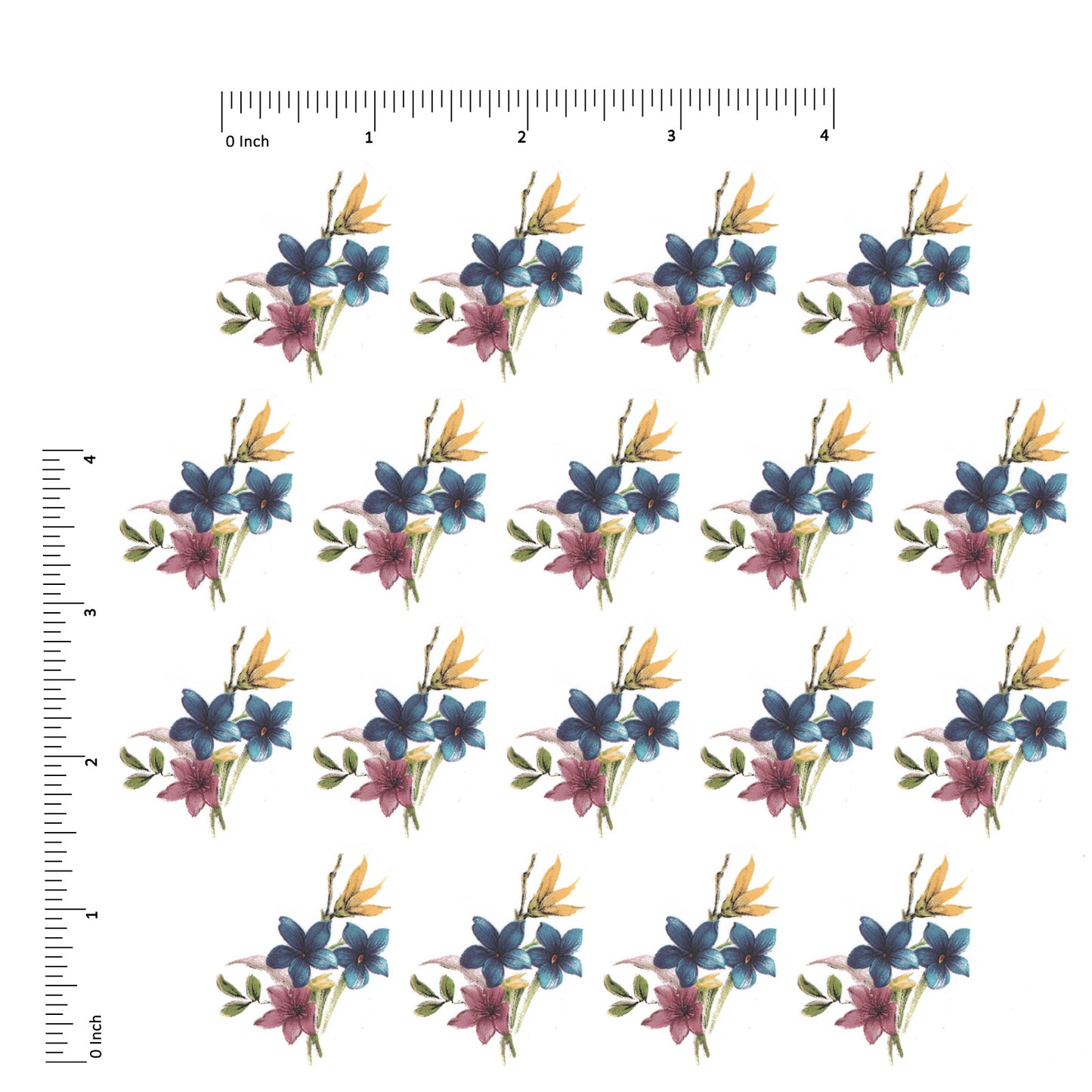 Spring Flower Small Bouquets 16 pcs 1.5 Inch Overglaze Ceramic Decals