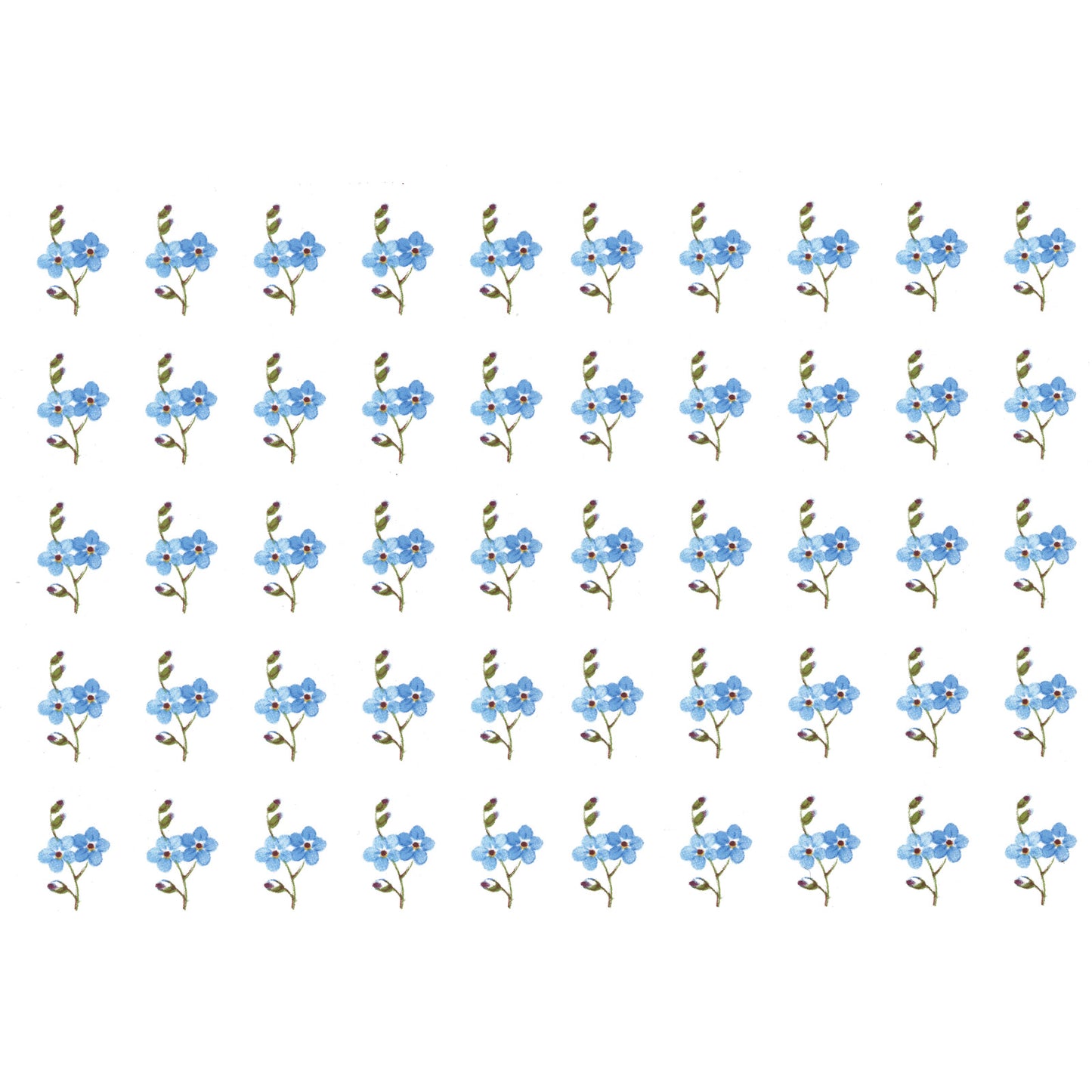 Small Blue Flowers 50 pcs 0.75 Inch Waterslide Ceramic Decals