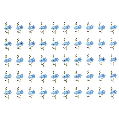 Small Blue Flowers 50 pcs 0.75 Inch Waterslide Ceramic Decals