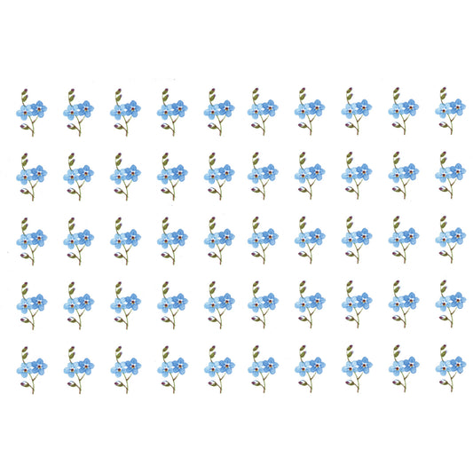 Small Blue Flowers 50 pcs 0.75 Inch Waterslide Ceramic Decals