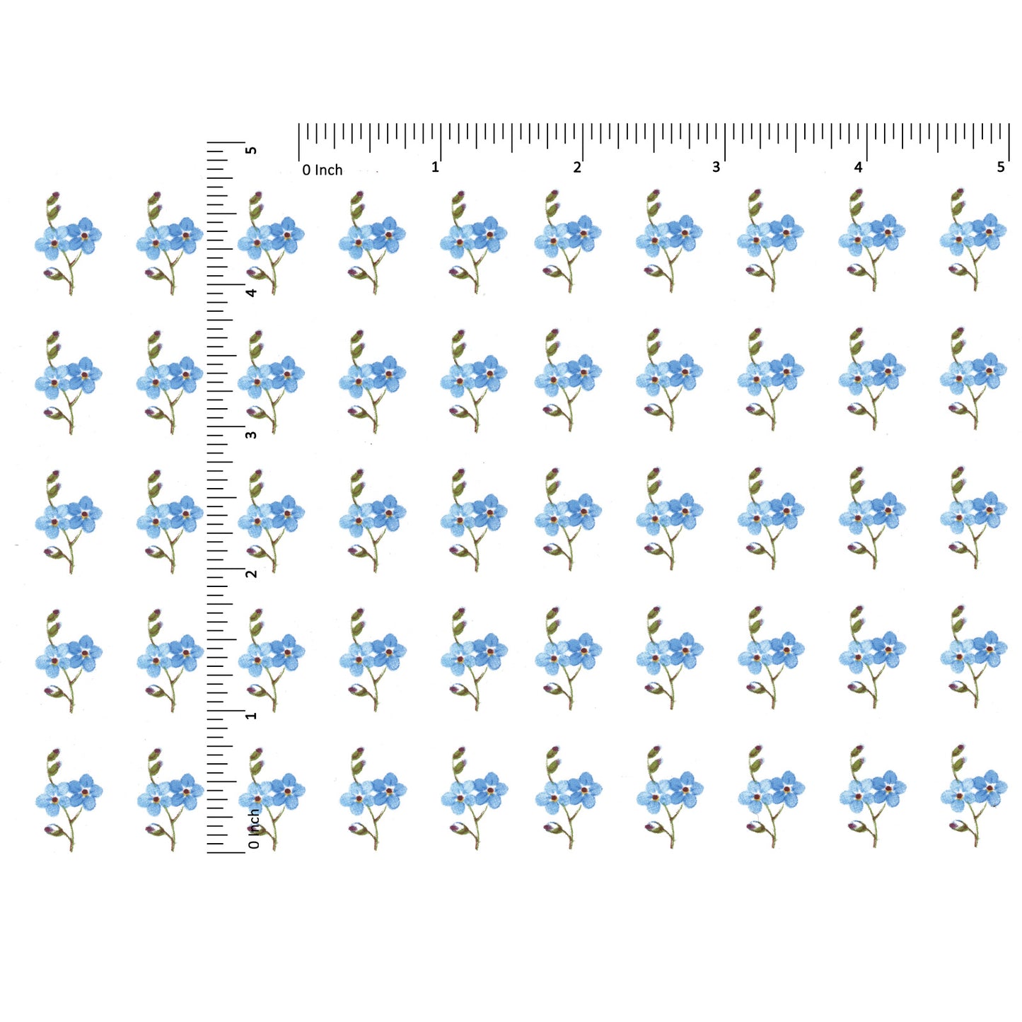 Small Blue Flowers 50 pcs 0.75 Inch Waterslide Ceramic Decals