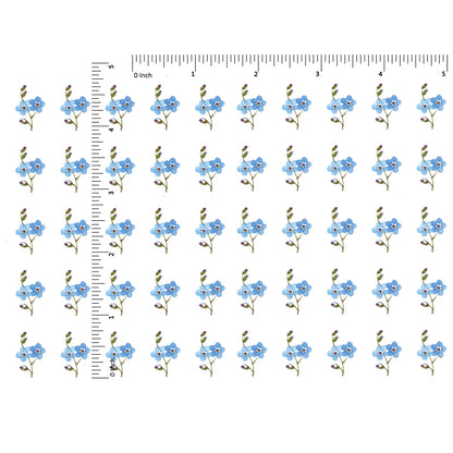Small Blue Flowers 50 pcs 0.75 Inch Waterslide Ceramic Decals