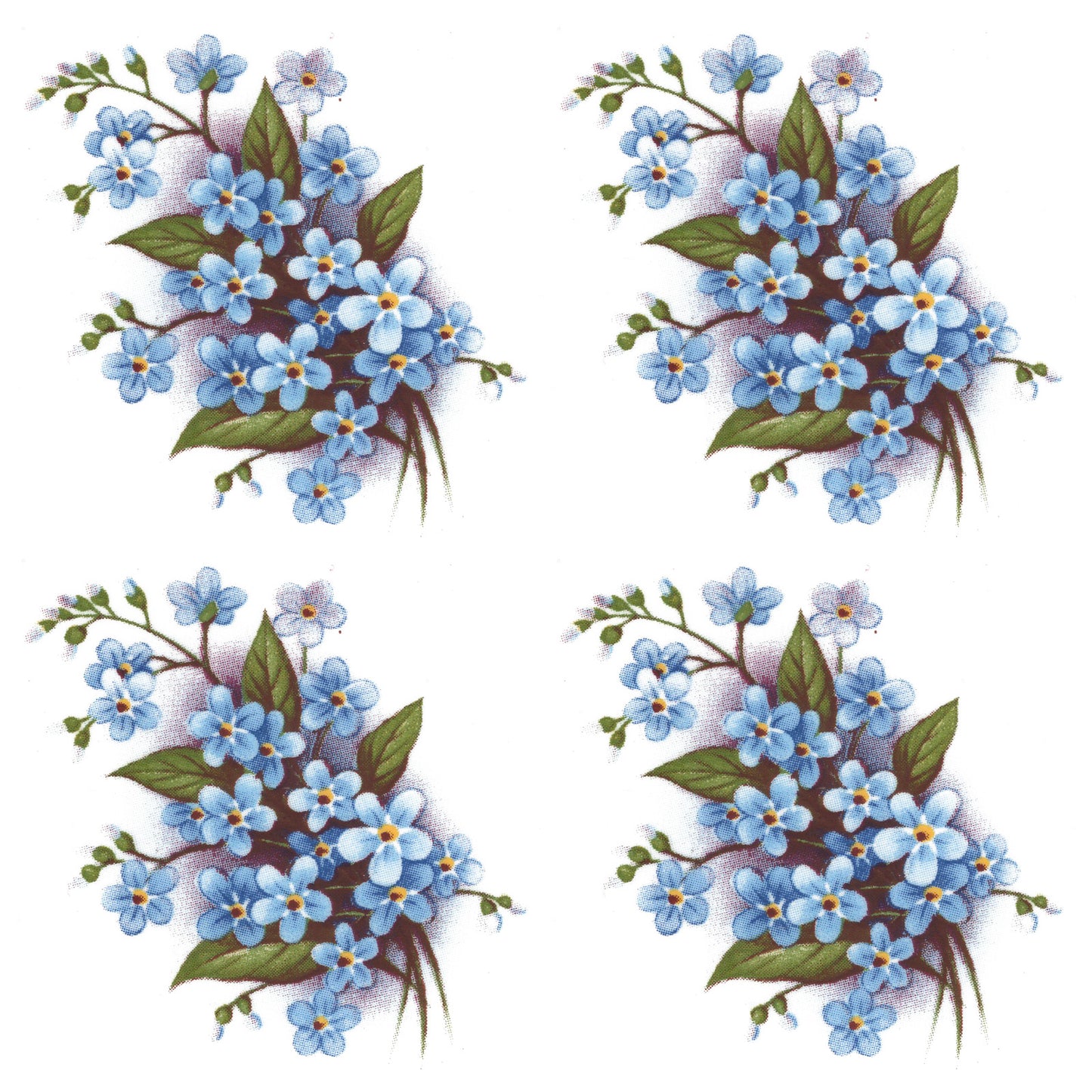 Flowers Forget Me Not Spray Blue 2 Inch 12 pcs Overglaze Ceramic Decals
