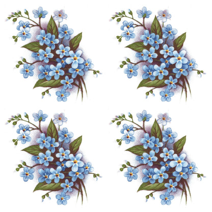 Flowers Forget Me Not Spray Blue 2 Inch 12 pcs Overglaze Ceramic Decals