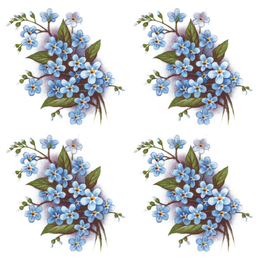 Flowers Forget Me Not Spray Blue 2 Inch 12 pcs Overglaze Ceramic Decals