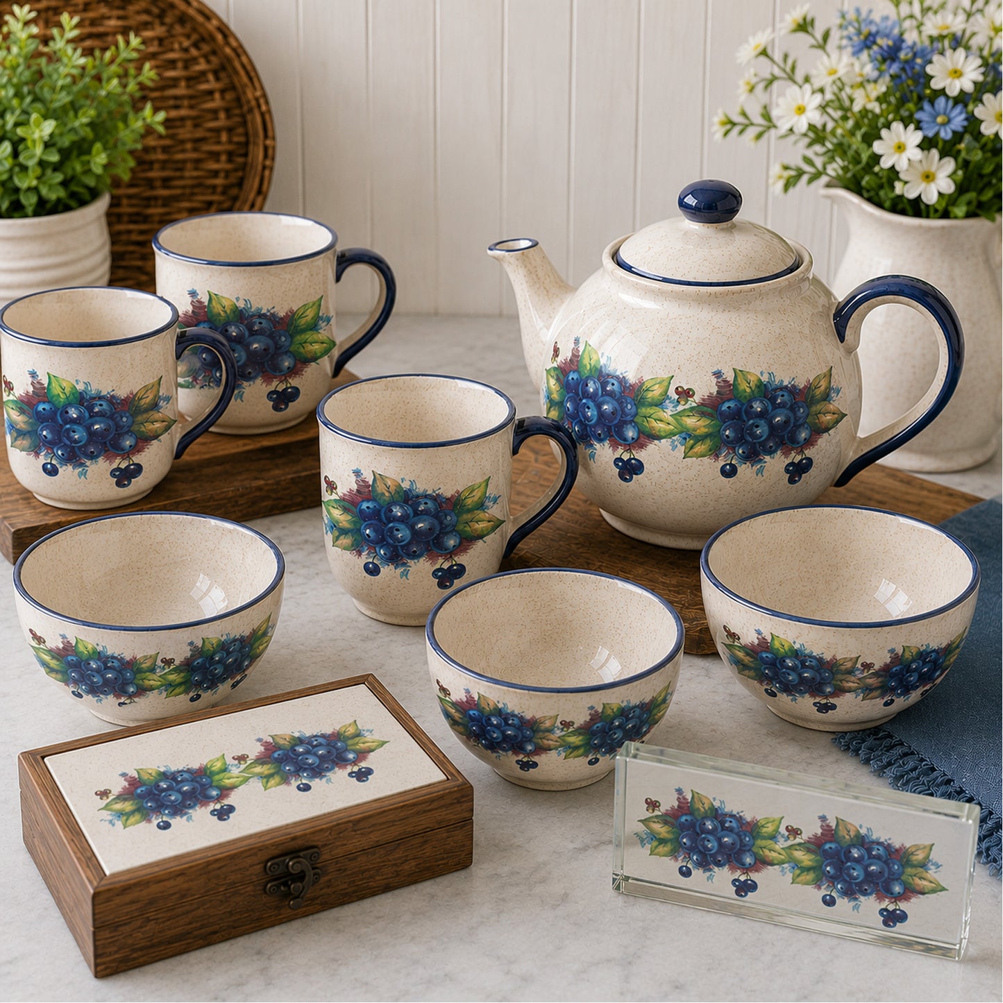 Blueberries 2 pc 9 Inch Mug Wraps Overglaze Ceramic Decals