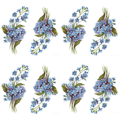 Flowers Forget Me Not Spray E Blue Overglaze Ceramic Decals