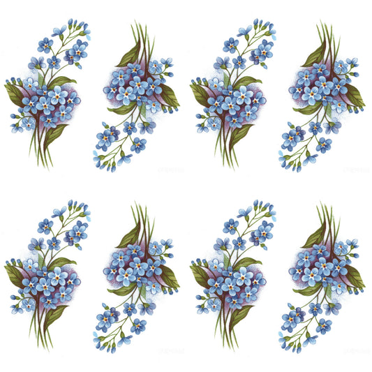Flowers Forget Me Not Spray E Blue Overglaze Ceramic Decals