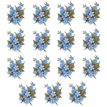 Flowers Forget Me Not Spray 1.35 Inch 15 pcs Overglaze Ceramic Decals