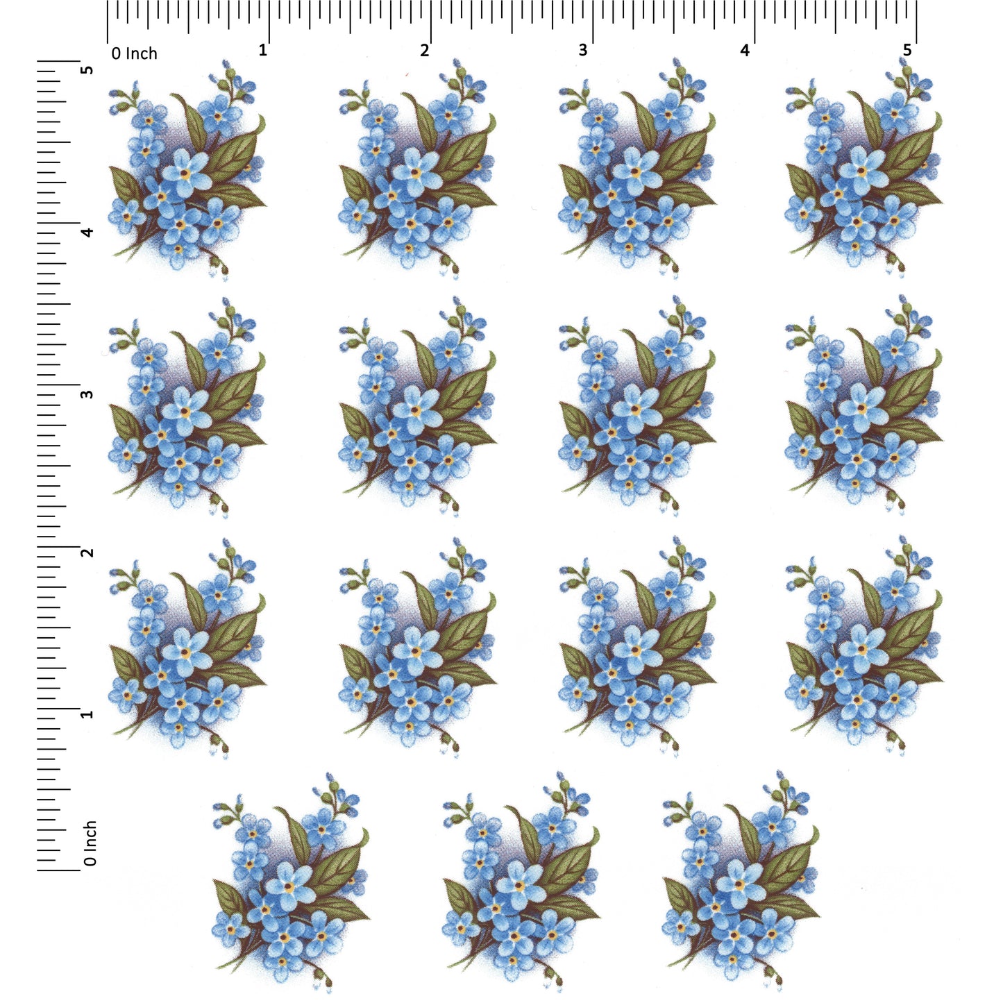 Flowers Forget Me Not Spray 1.35 Inch 15 pcs Overglaze Ceramic Decals