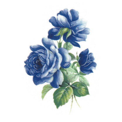 Blue Rose Flower Sketch Overglaze Waterslide Ceramic Decals