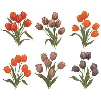 Tulips Sets of 6 Overglaze Waterslide Ceramic Decals