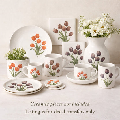 Tulips Sets of 6 Overglaze Waterslide Ceramic Decals