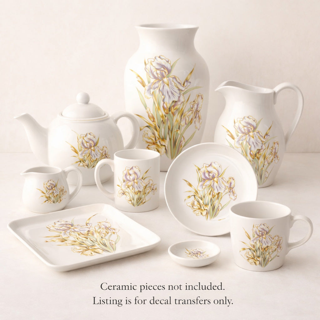 Golden Irises Overglaze Waterslide Ceramic Decals