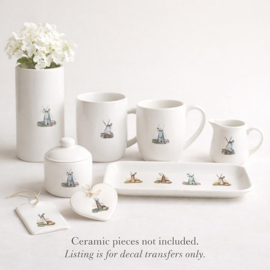 Windmills 16 pcs 1 Inch Overglaze Waterslide Ceramic Decals