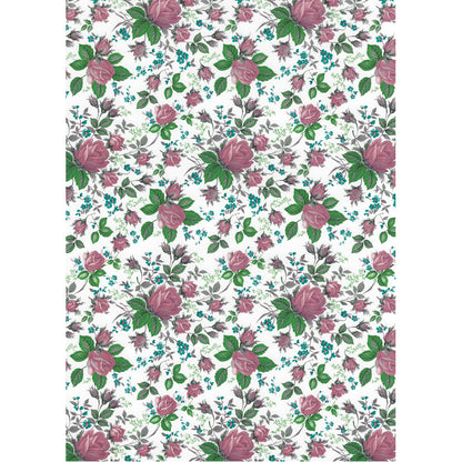 Vintage Cottage Pink Rose 9 x 13.5 Inch Overglaze Ceramic Decal Sheet