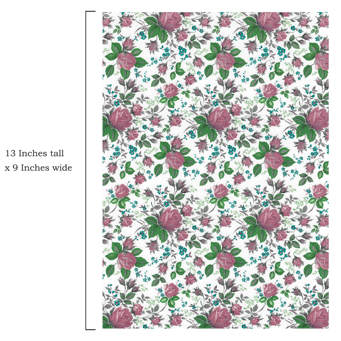 Vintage Cottage Pink Rose 9 x 13.5 Inch Overglaze Ceramic Decal Sheet