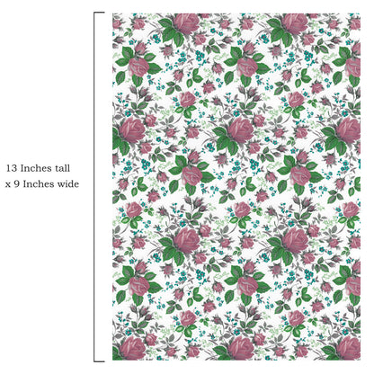 Vintage Cottage Pink Rose 9 x 13.5 Inch Overglaze Ceramic Decal Sheet
