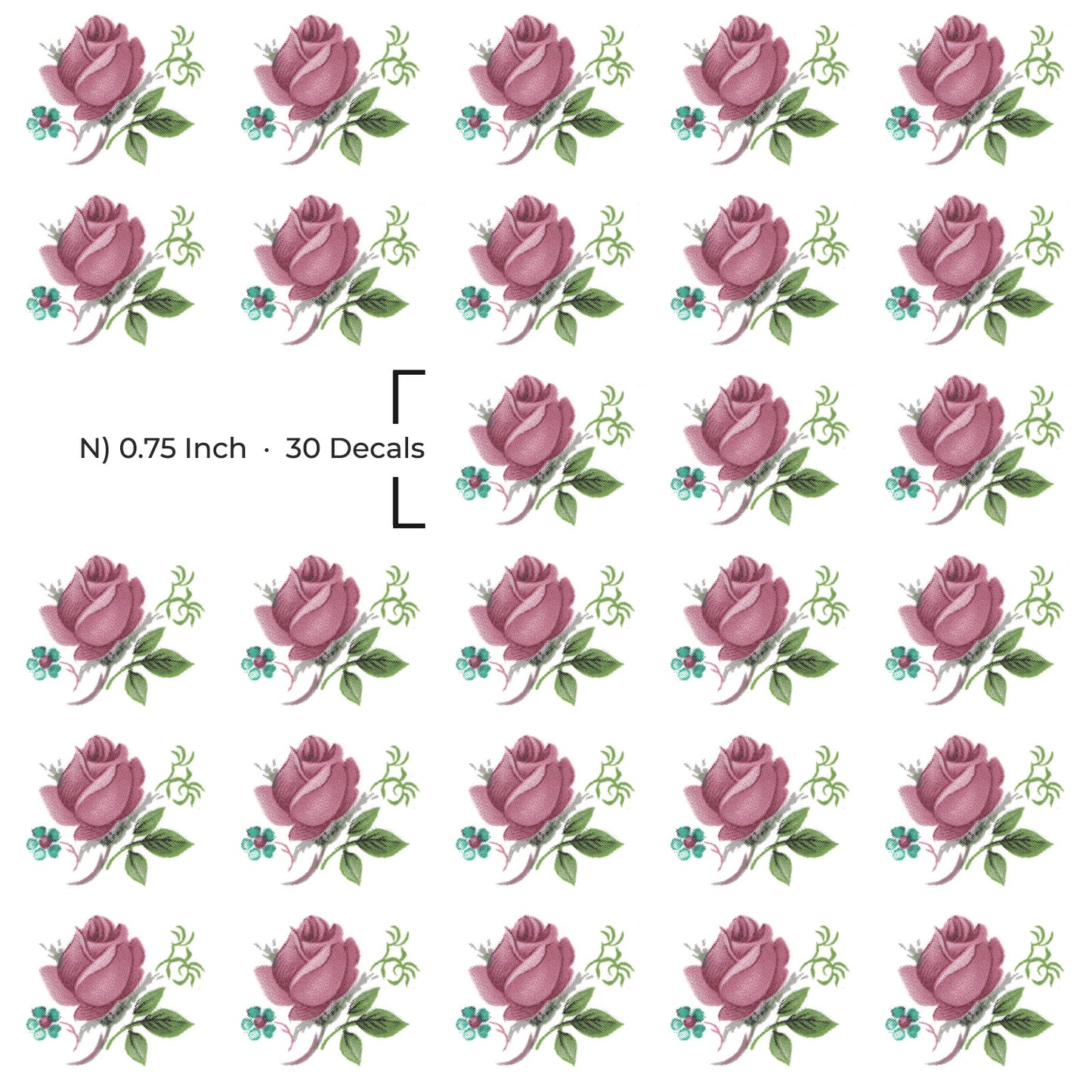 Pink Rose Flower Motif Collection Overglaze Ceramic Decals