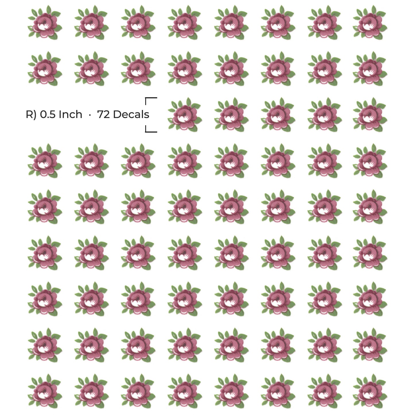 Pink Rose Flower Motif Collection Overglaze Ceramic Decals