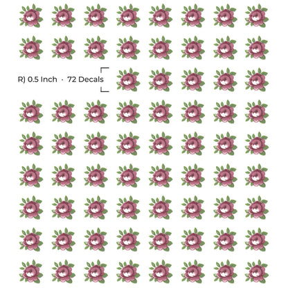 Pink Rose Flower Motif Collection Overglaze Ceramic Decals