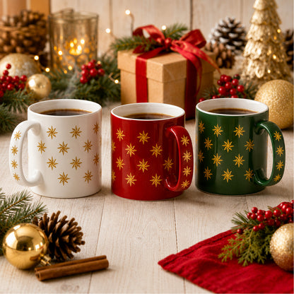 Overglaze Waterslide Ceramic Decals – Christmas Gold Star Mug Wrap