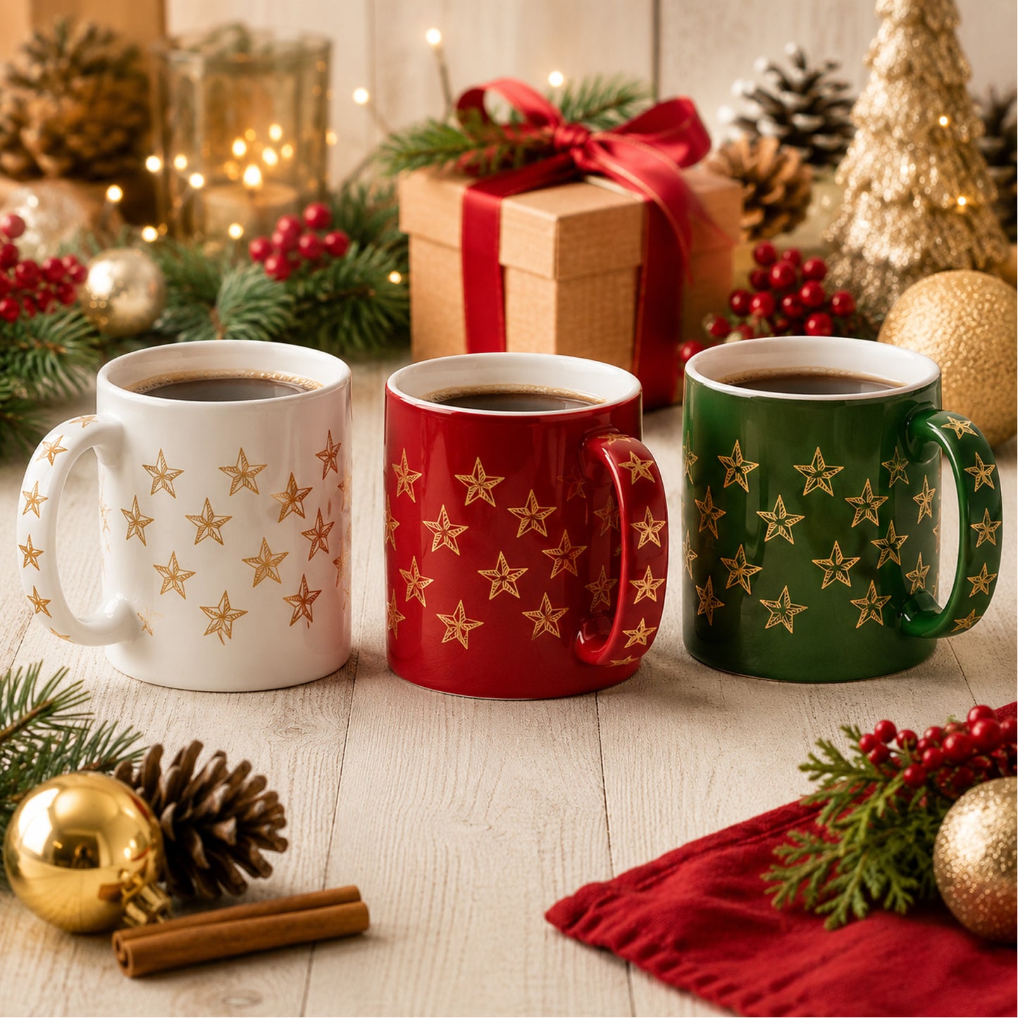 Overglaze Waterslide Ceramic Decals – Christmas Gold Star Mug Wrap