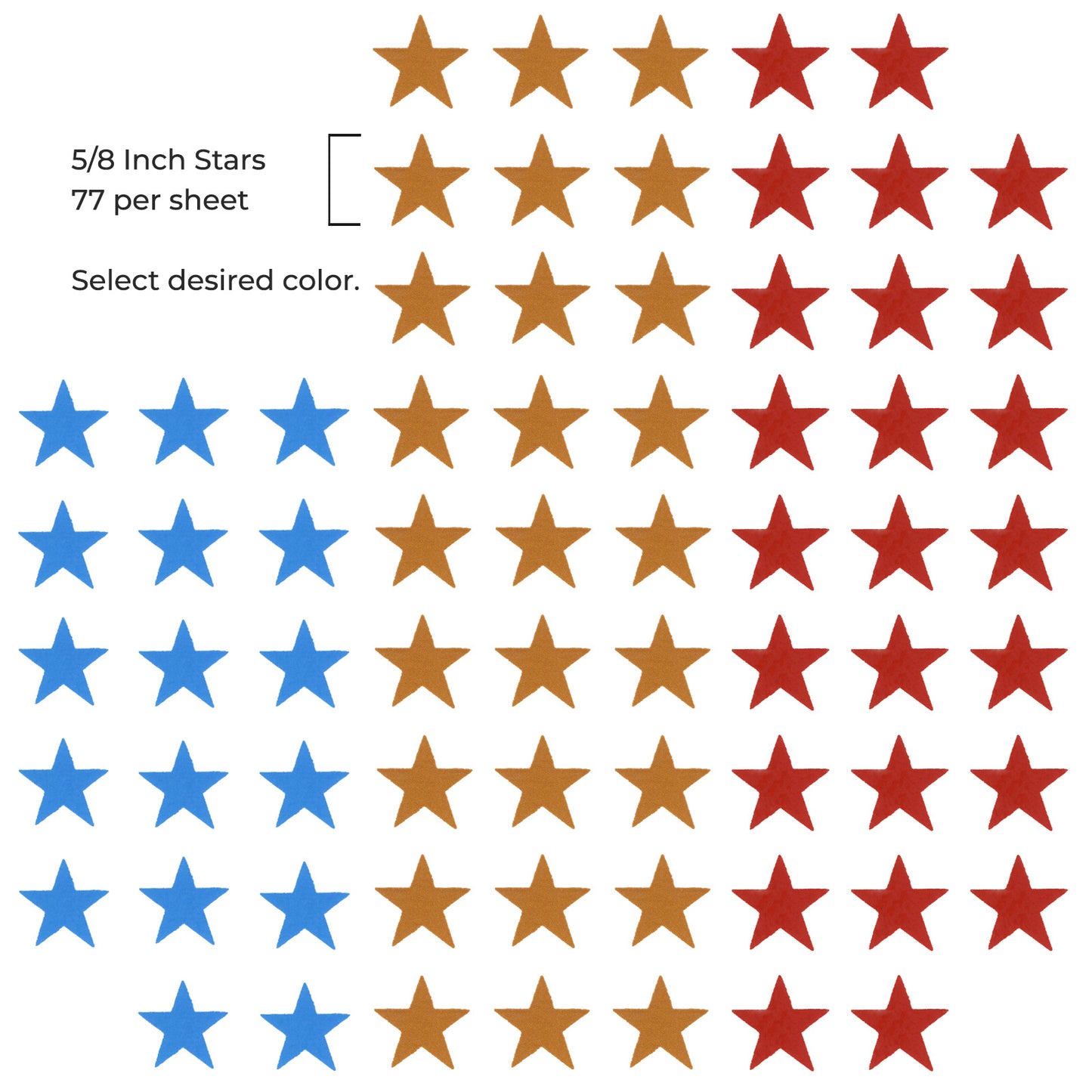 Overglaze Waterslide Decals for Ceramics – 5/8 Inch Stars – Choose Color