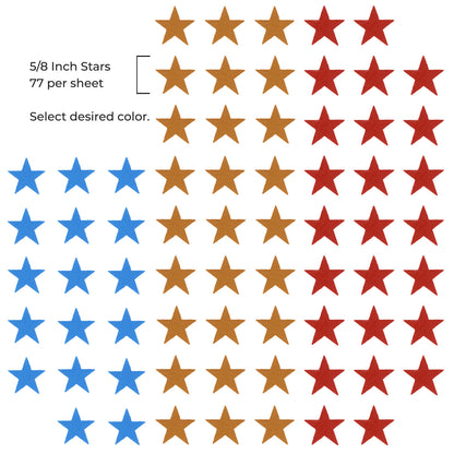Overglaze Waterslide Decals for Ceramics – 5/8 Inch Stars – Choose Color