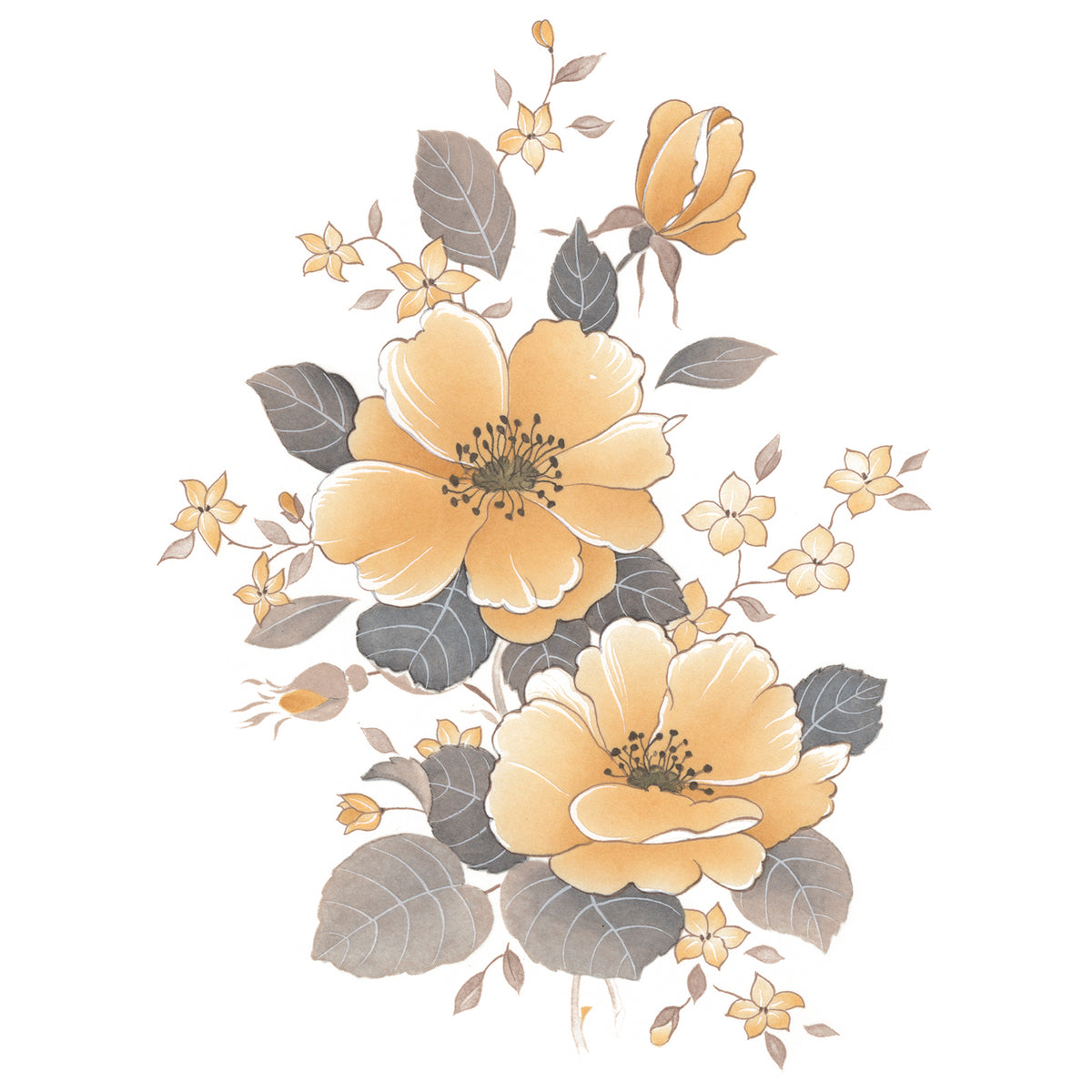 Waterslide Decal for Ceramics - Yellow Wild Roses – Vintage Botanical