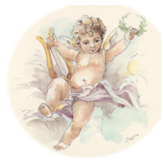 Waterslide Decal for Ceramics - Cherub with Lyre and Laurel Wreath – Vintage Pastel