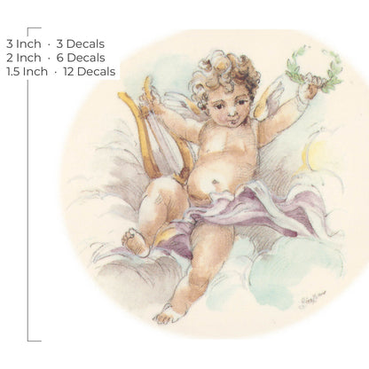 Waterslide Decal for Ceramics - Cherub with Lyre and Laurel Wreath – Vintage Pastel
