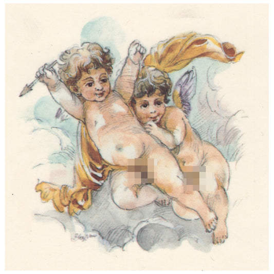 Waterslide Decal for Ceramics - Two Playful Cherubs with Arrows – Vintage Pastel