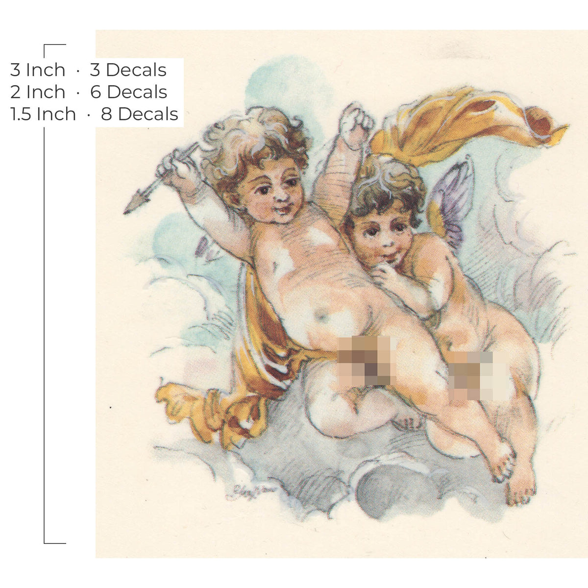 Waterslide Decal for Ceramics - Two Playful Cherubs with Arrows – Vintage Pastel