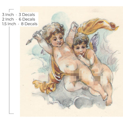 Waterslide Decal for Ceramics - Two Playful Cherubs with Arrows – Vintage Pastel