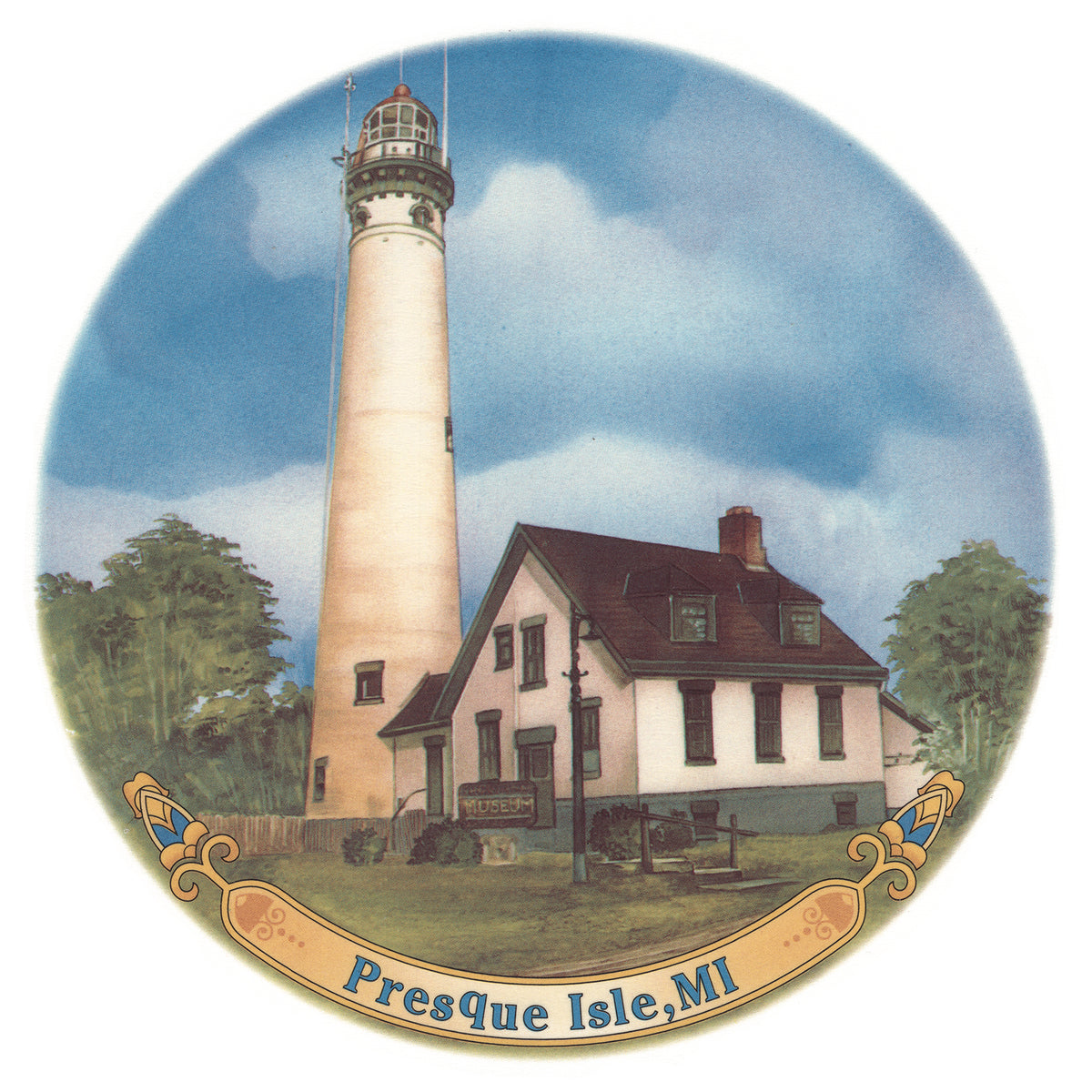 Waterslide Decal for Ceramics - Presque Isle Lighthouse Michigan – Vintage Scenic
