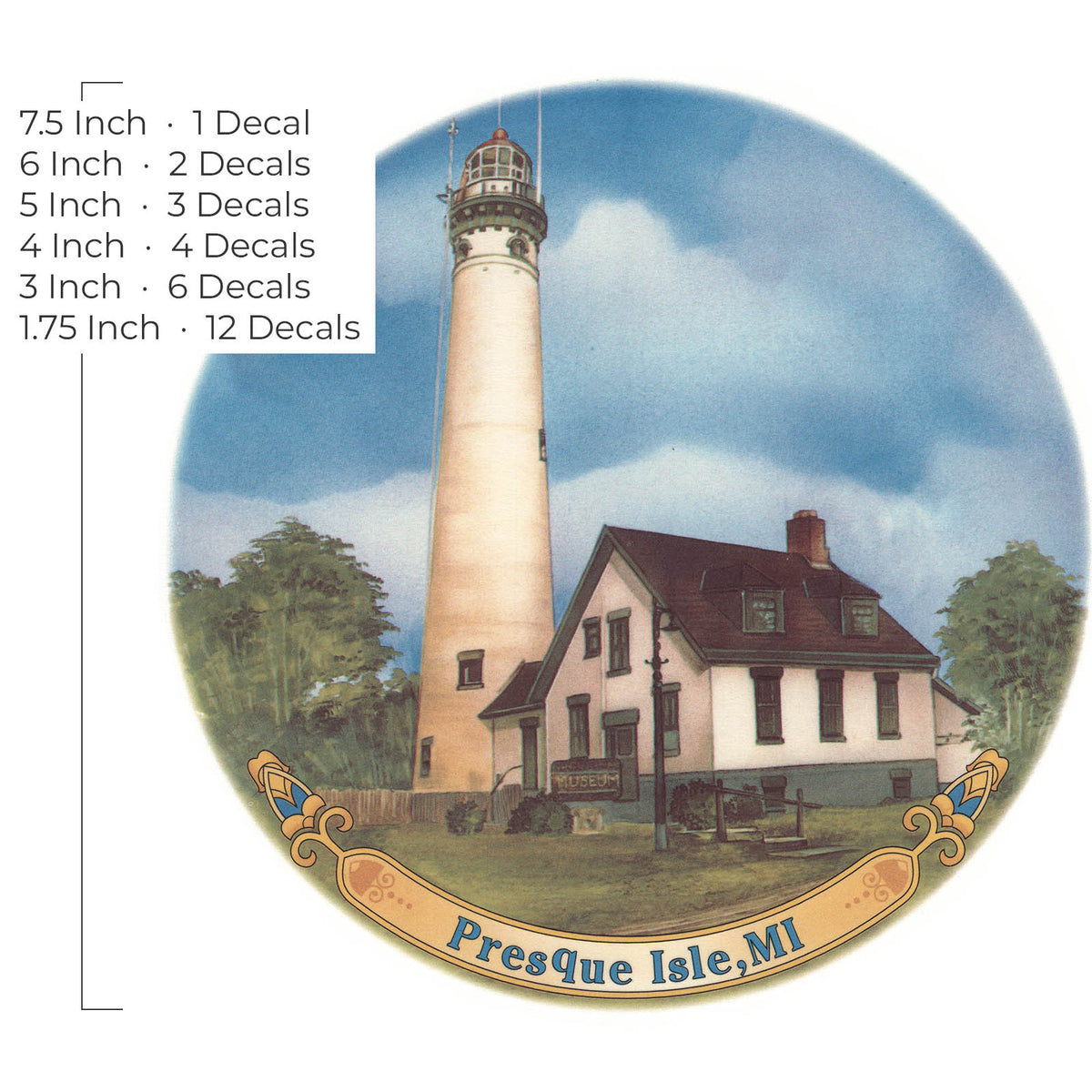 Waterslide Decal for Ceramics - Presque Isle Lighthouse Michigan – Vintage Scenic