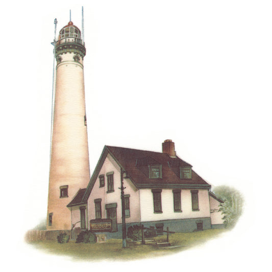 Waterslide Decal for Ceramics - Presque Isle Lighthouse Michigan – Vintage Illustration
