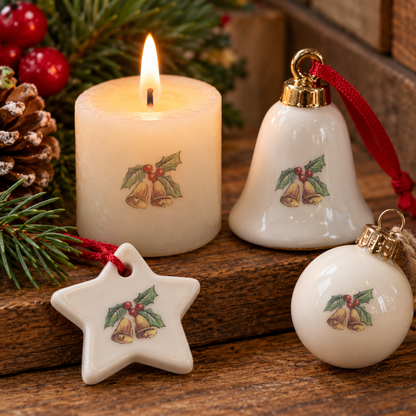 Waterslide Decal for Ceramics - Christmas Bells with Holly – Vintage Holiday