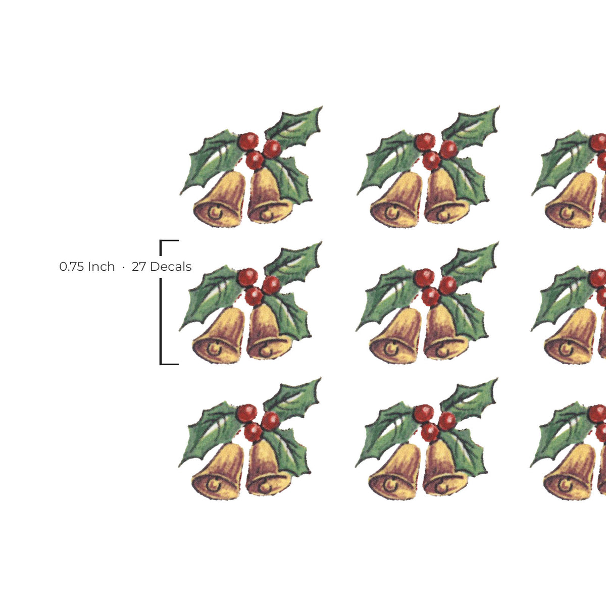 Waterslide Decal for Ceramics - Christmas Bells with Holly – Vintage Holiday