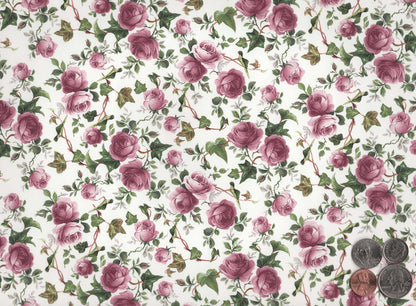 Allover Pink Rose Chintz 1 pc 9 x 13.5 Inch Overglaze Ceramic Decal Sheet