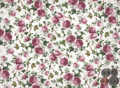 Allover Pink Rose Chintz 1 pc 9" X 13-3/4" Overglaze Ceramic Decal Sheet 2737