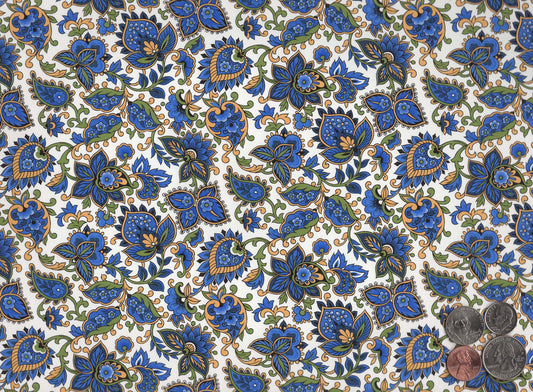 Allover Blue Paisley Chintz 1 pc 9 x 13.5 Inch Overglaze Ceramic Decal Sheet