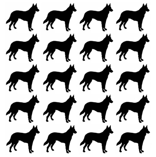 German Shepherd Dog 20 pcs 1 Inch Black Fused Glass Decals